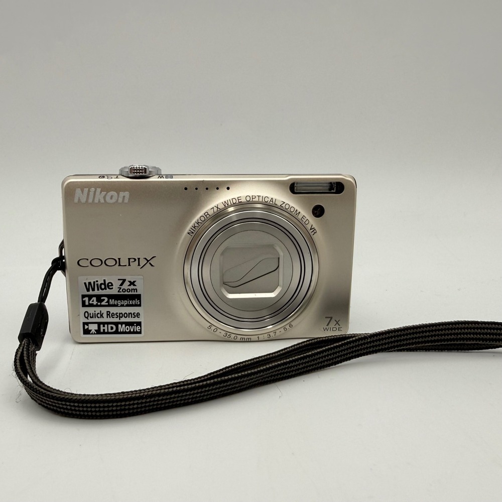 Nikon Coolpix S6000 Digital Camera Silver 14.2MP 7x Wide Zoom HD Movie